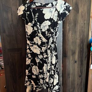 Free People Black and Cream Floral High Low Dress